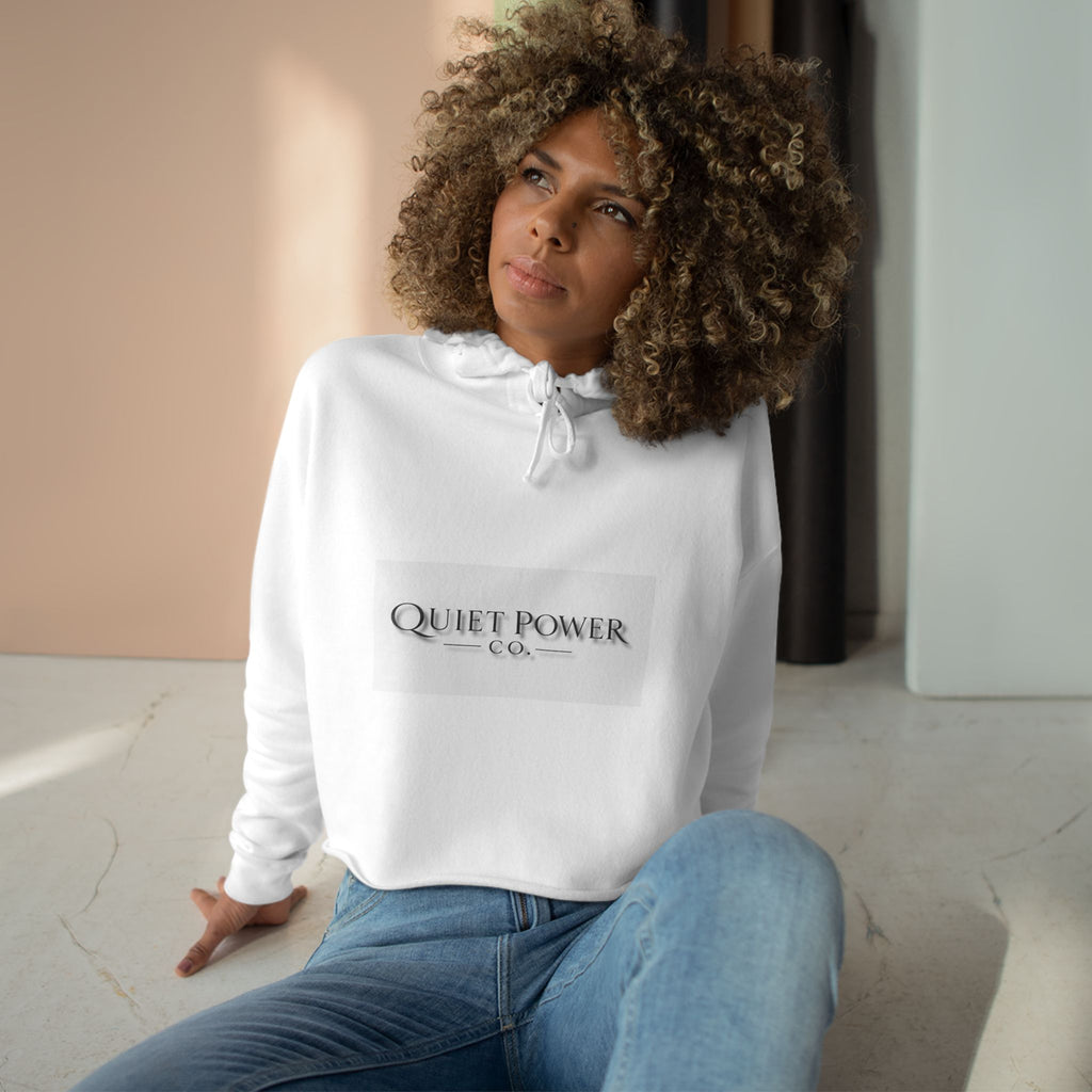 Quiet Power Crop Hoodie — Minimalist Logo Cropped Hoodie