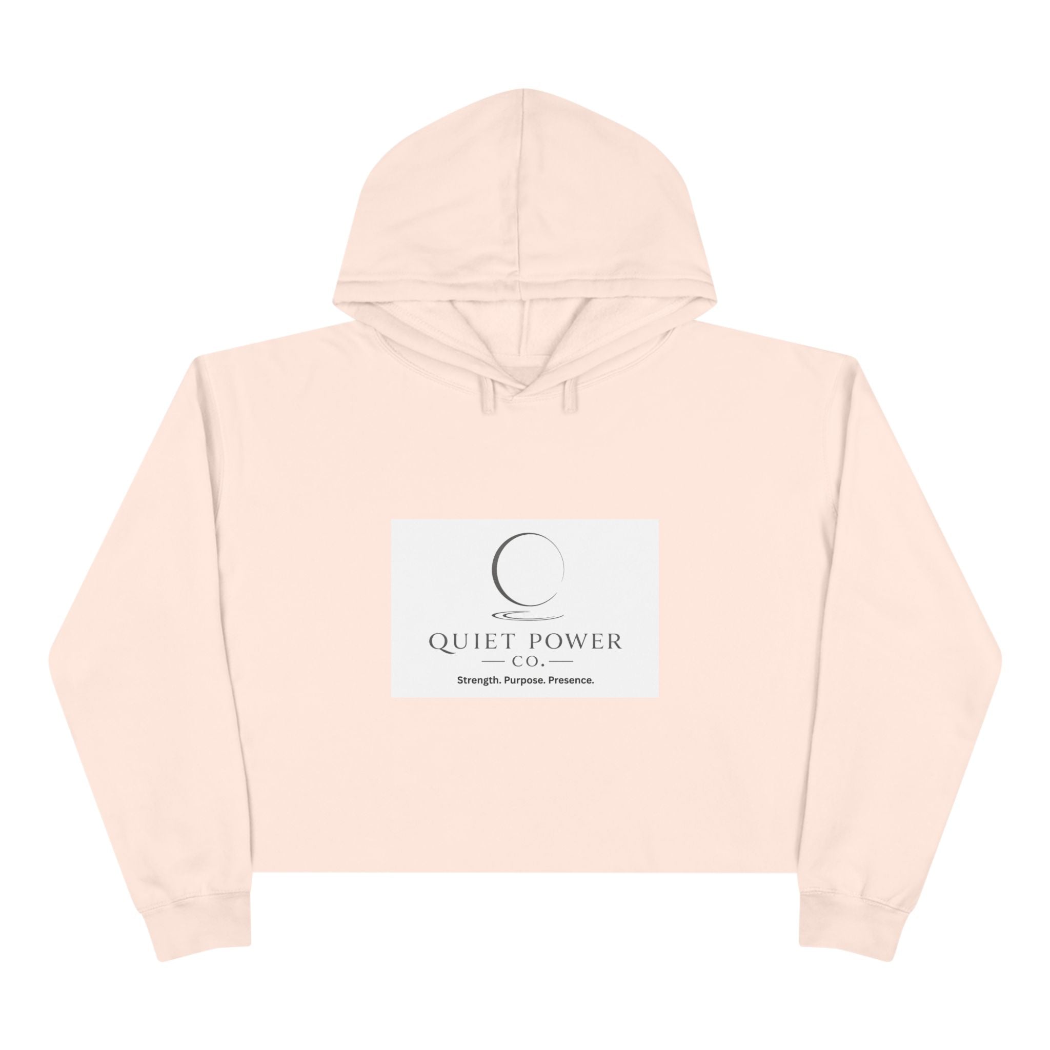 Crop Hoodie — Quiet Power Co. Cropped Hoodie with “Quiet Does Not Mean Weak” Minimalist Design
