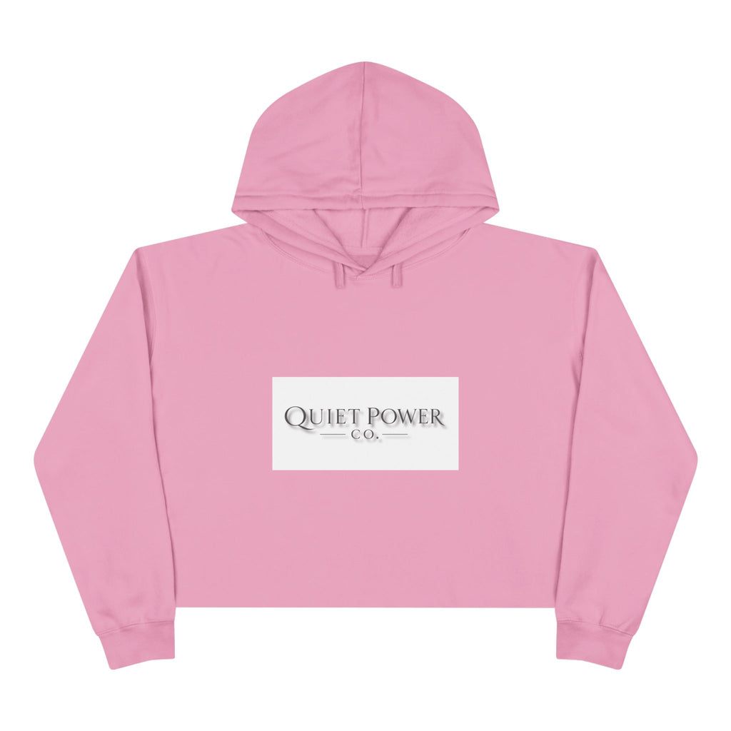 Quiet Power Crop Hoodie — Minimalist Logo Cropped Hoodie