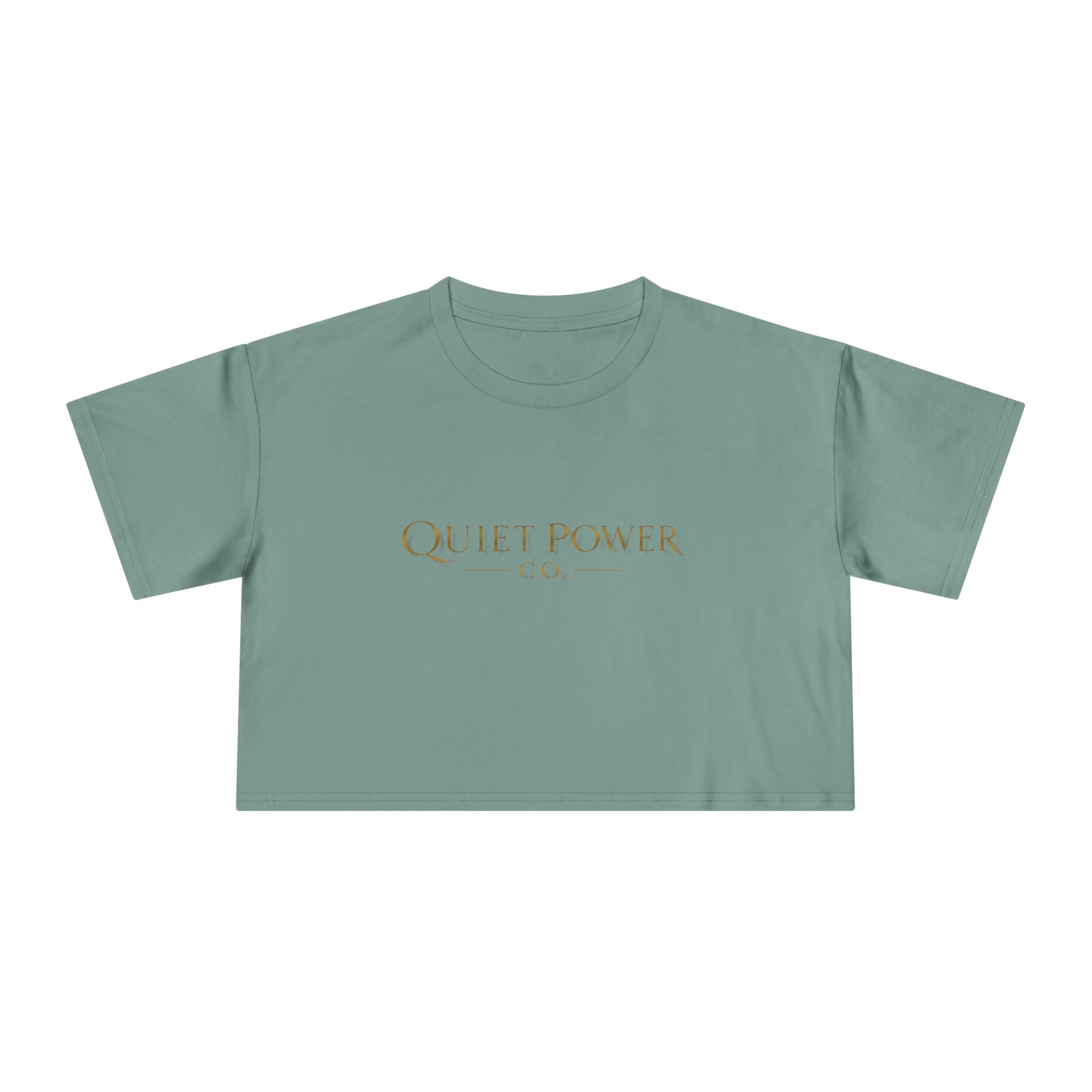 Quiet Power Co. Women's Cropped Tee — Minimalist Gold Logo Crop Top