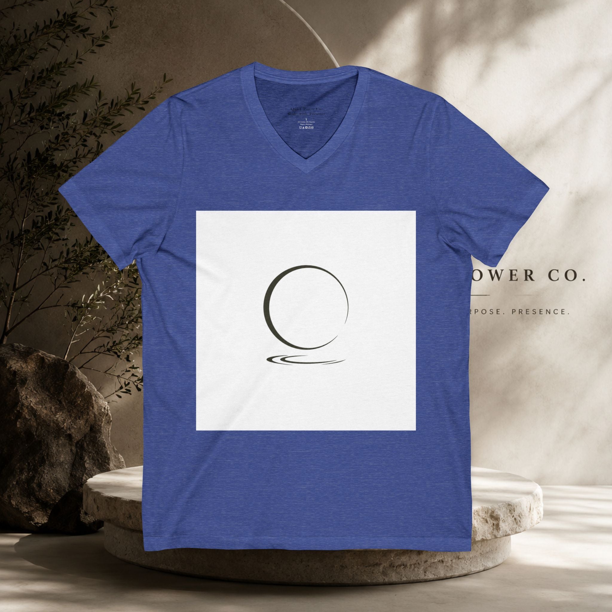Quiet Strength V-Neck Tee — "Quiet Does Not Mean Weak." Minimalist Zen Design