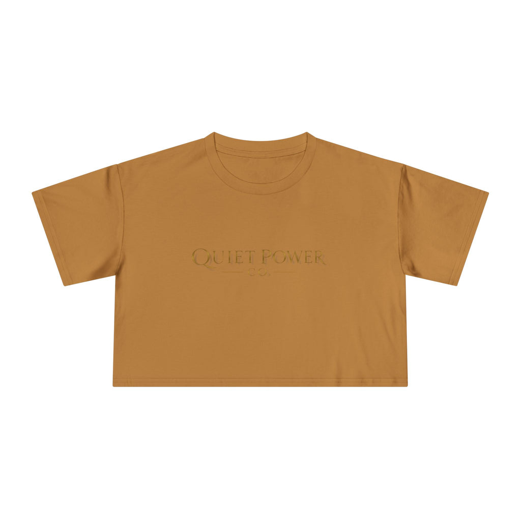Quiet Power Co. Women's Cropped Tee — Minimalist Gold Logo Crop Top