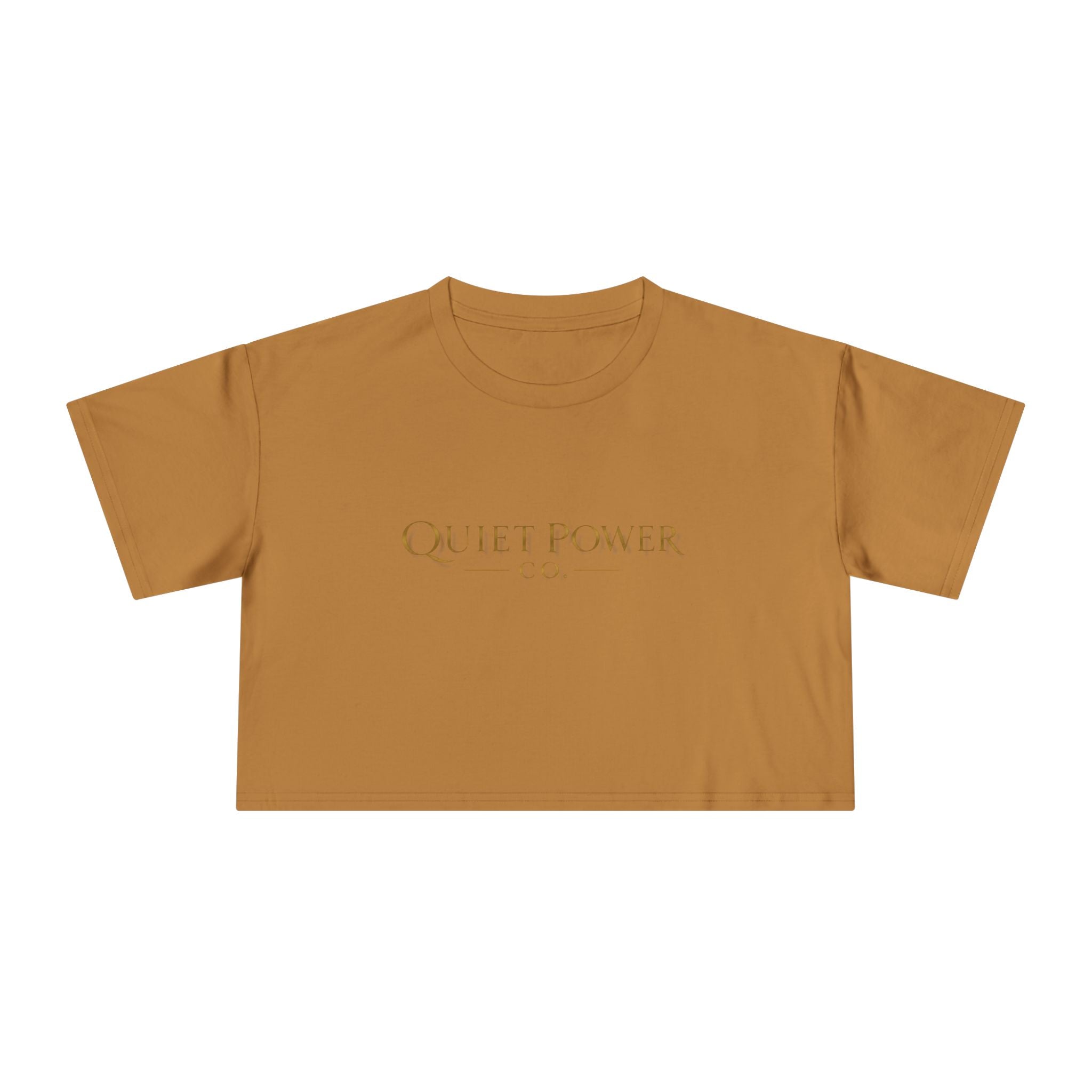 Quiet Power Co. Women's Cropped Tee — Minimalist Gold Logo Crop Top