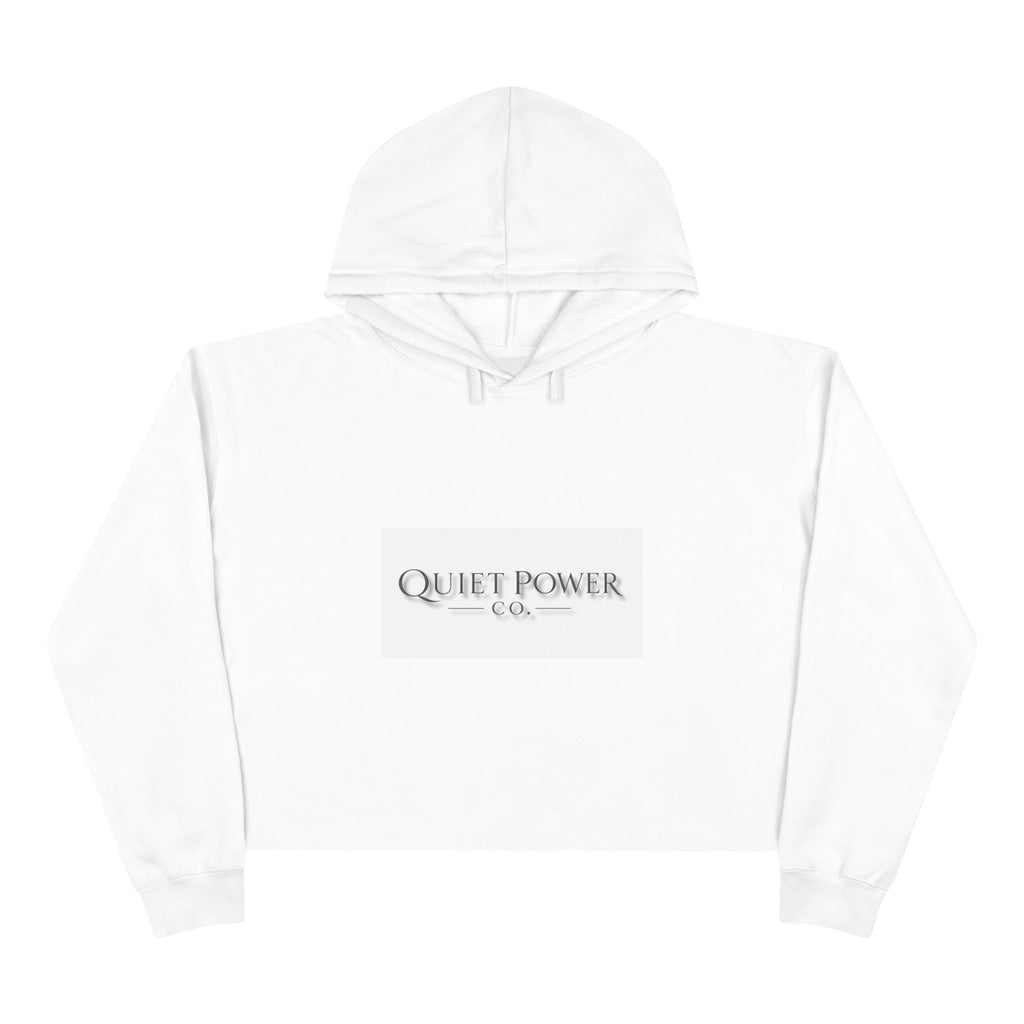 Quiet Power Crop Hoodie — Minimalist Logo Cropped Hoodie
