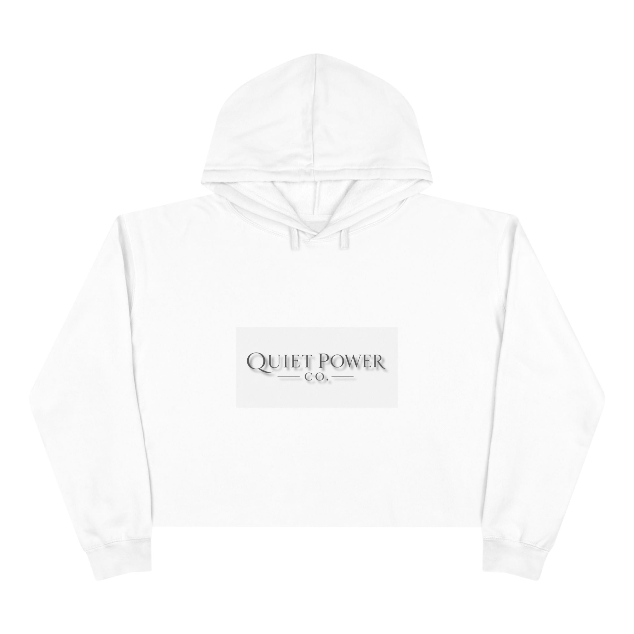 Quiet Power Crop Hoodie — Minimalist Logo Cropped Hoodie