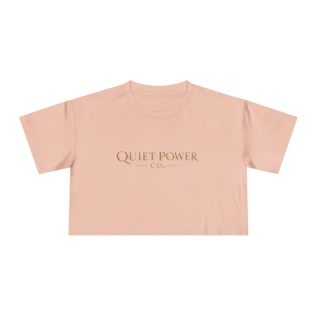 Quiet Power Co. Women's Cropped Tee — Minimalist Gold Logo Crop Top