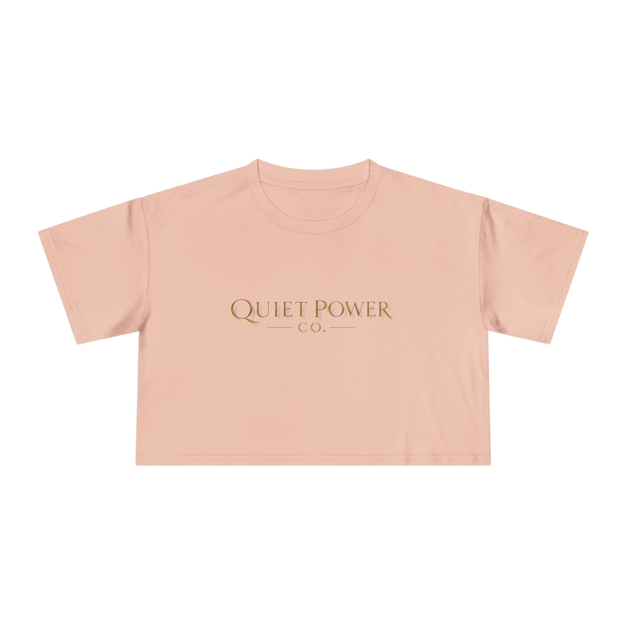 Quiet Power Co. Women's Cropped Tee — Minimalist Gold Logo Crop Top