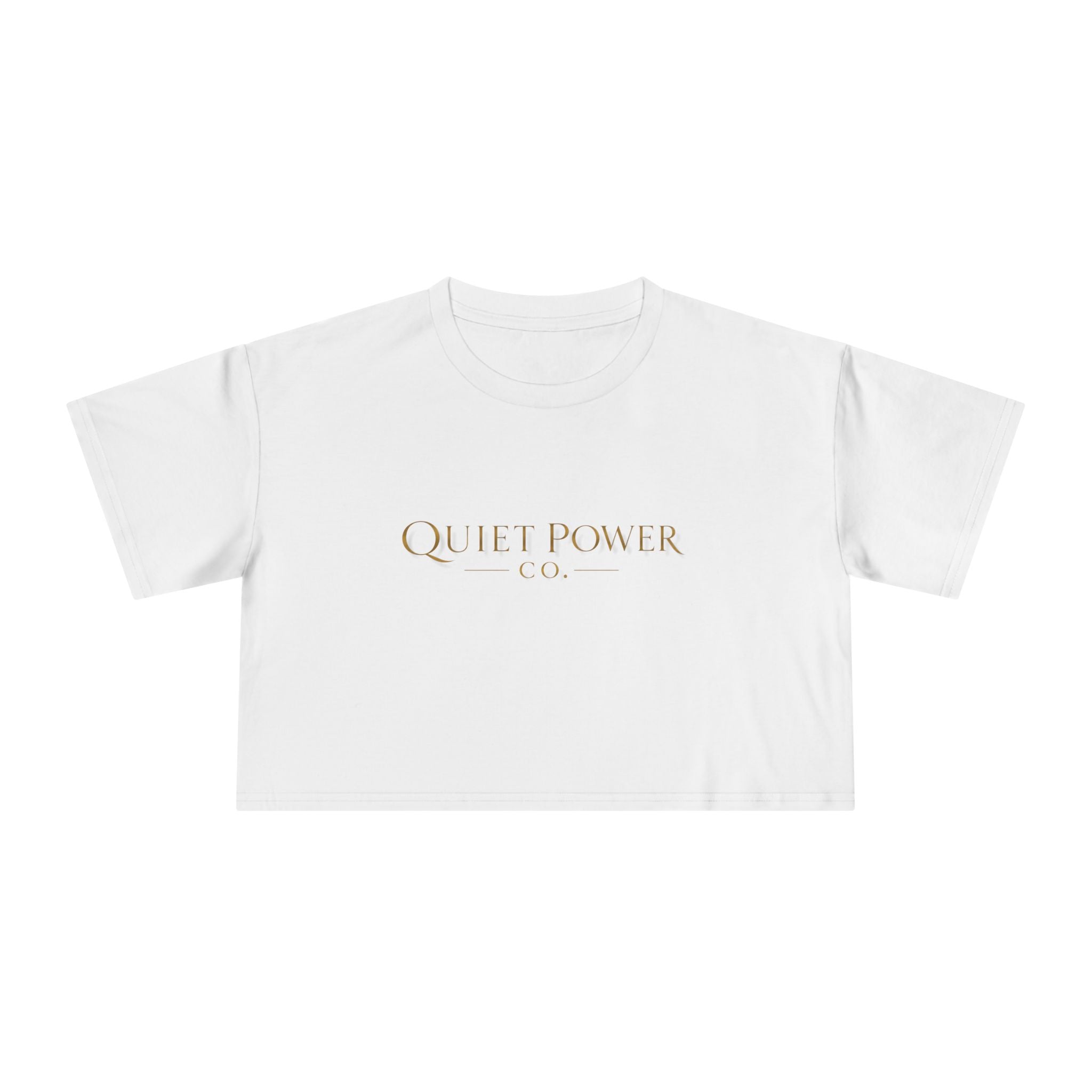 Quiet Power Co. Women's Cropped Tee — Minimalist Gold Logo Crop Top