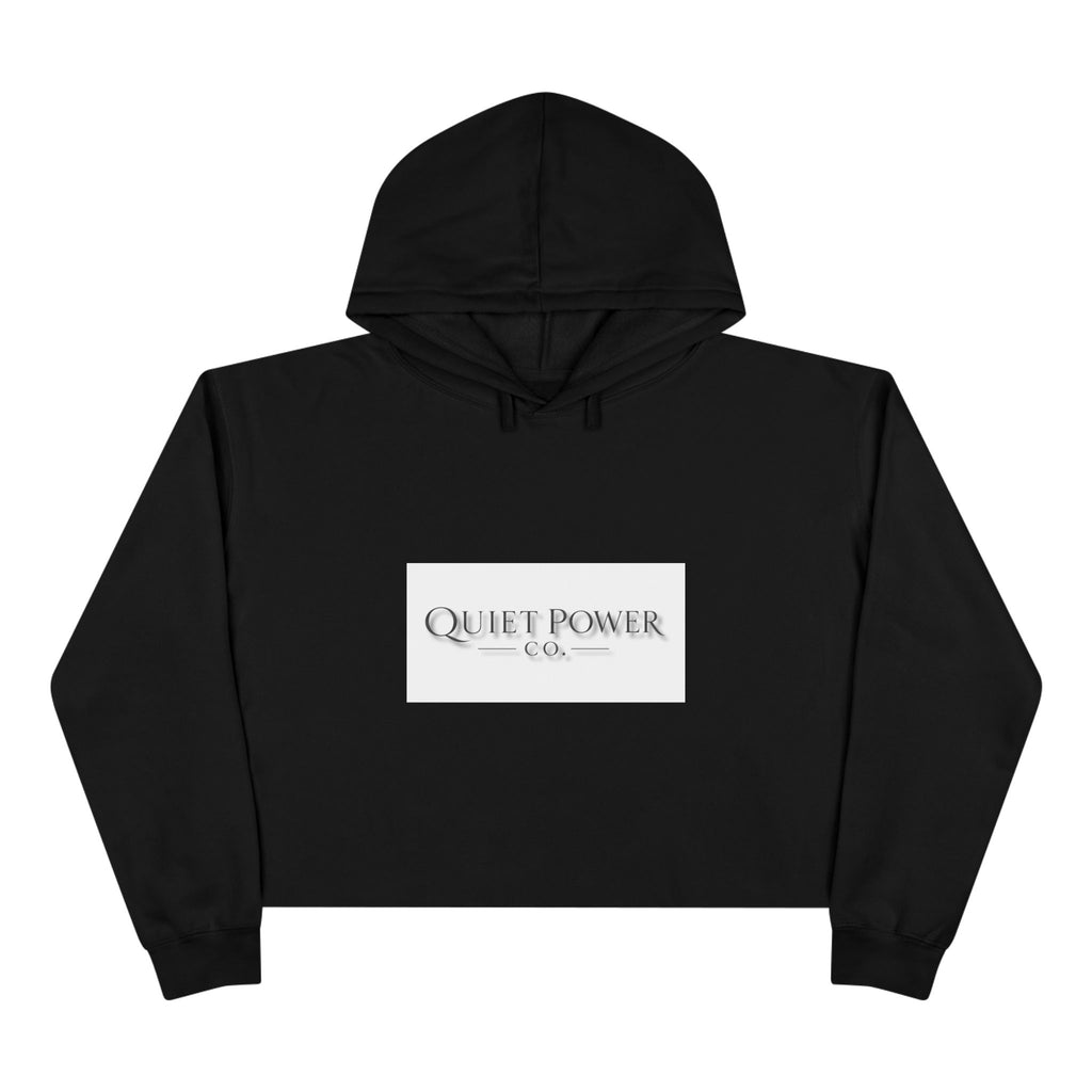 Quiet Power Crop Hoodie — Minimalist Logo Cropped Hoodie