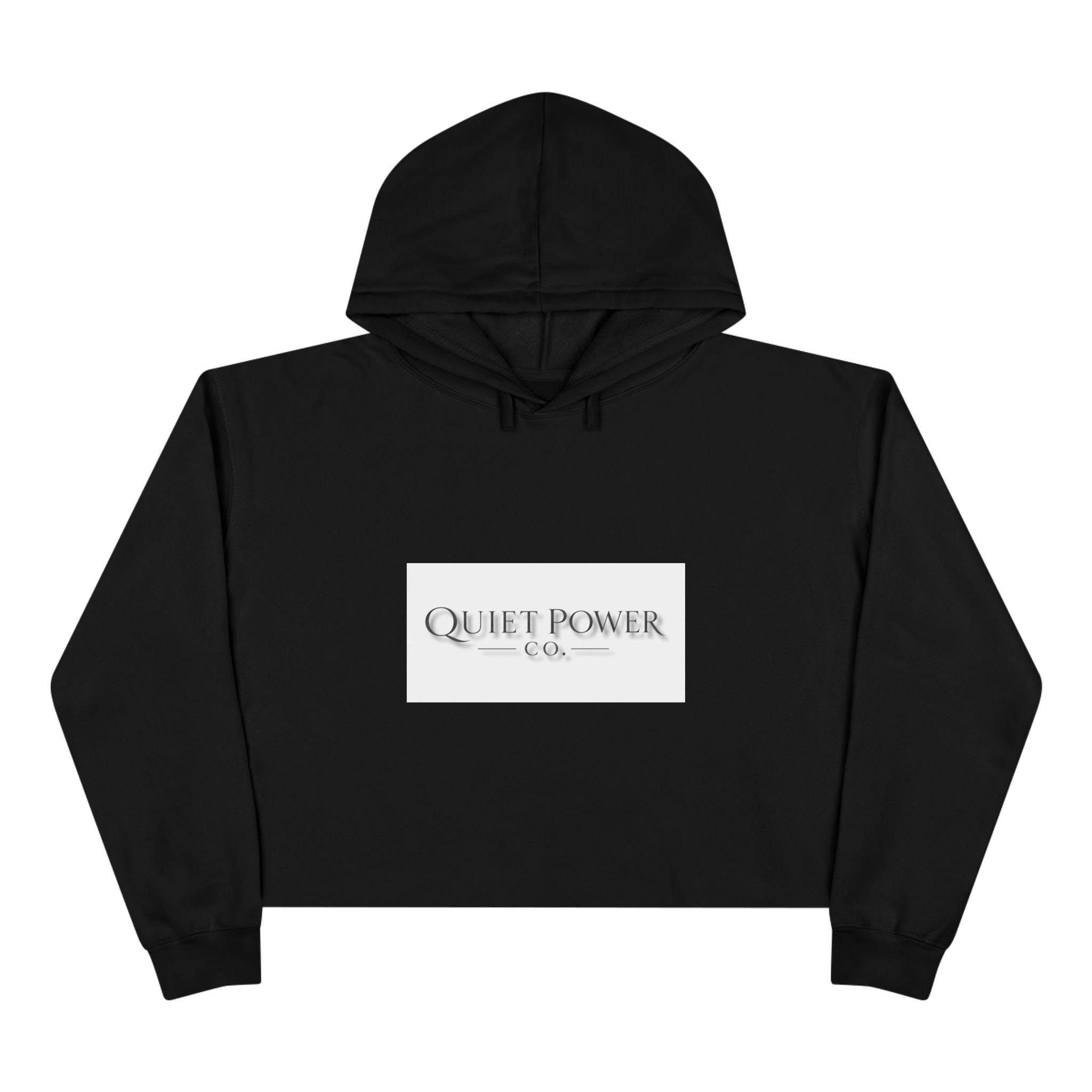Quiet Power Crop Hoodie — Minimalist Logo Cropped Hoodie