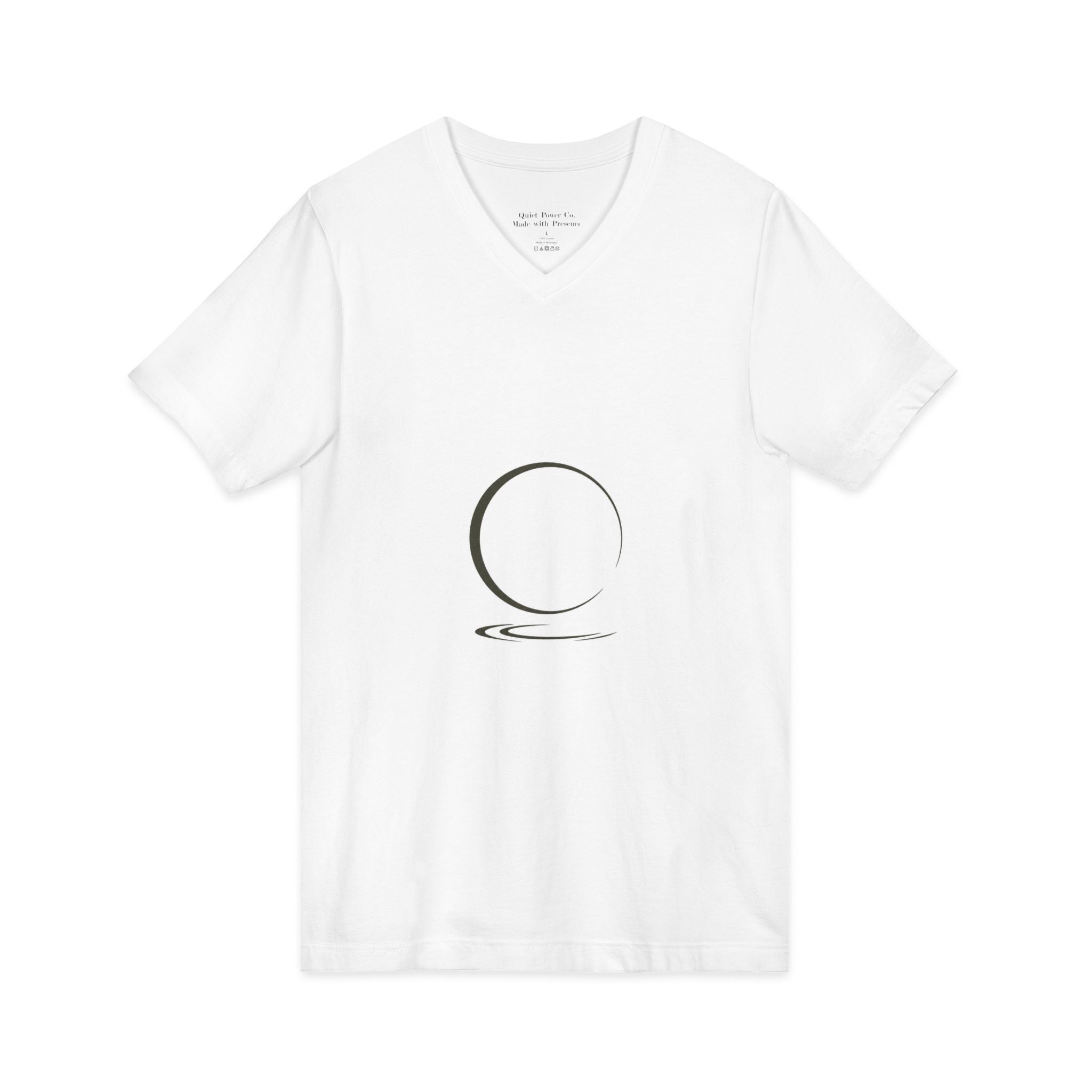 Quiet Strength V-Neck Tee — "Quiet Does Not Mean Weak." Minimalist Zen Design